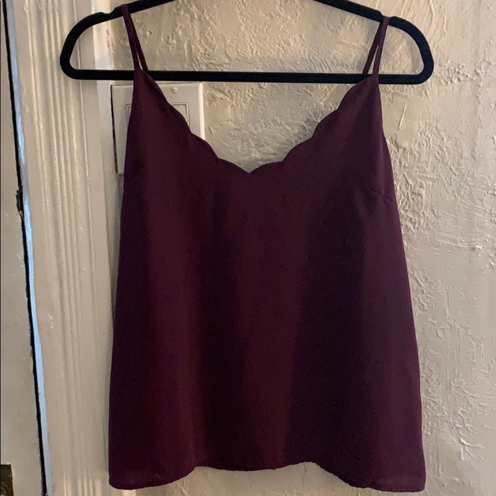Plum camisole top with scallop neckline sz S